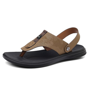 Tongs à lanières en T pour hommes, sandales d'été décontractées, respirantes et antidérapantes, taille adulte 3305, gris, noir, kaki - Product Image 5