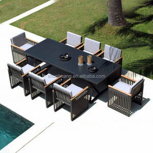 Juego de Comedor para Exteriores de 8 Asientos <span class=keywords><strong>Popular</strong></span> en América con Estructura de Aluminio, Mesa Rectangular y Sillas para Jardín, Muebles de Metal para Patio - Product Image 1