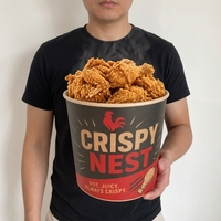 Seau en papier personnalisé populaire de 64 oz et 85 oz pour poulet frit, résistant à la graisse