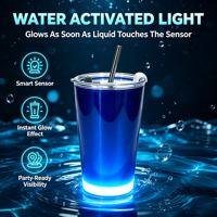 Gobelet lumineux activé par l'eau LED, gobelet promotionnel personnalisé, gobelet lumineux clignotant