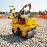 Compacteur manuel diesel à double rouleau de 550 kg - Petit rouleau compresseur portatif pour la construction et le compactage des sols