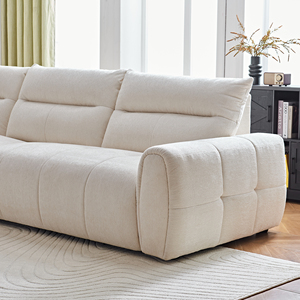 Modasi 3-seat Breathable <b>White</b> Chenille Fabric Foam-Filled <b>Square</b> Sectional Wooden <b>Frame</b> Sofa Set Modern Corner Tufted Villa - Product Image 4