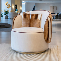 Fauteuil de salon design moderne de luxe, fauteuil inclinable d'appoint, fauteuil moderne en velours et lin pour villa