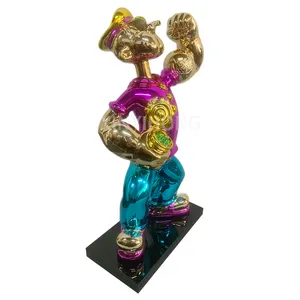 Offre Spéciale résine taille personnalisée dessin animé jeu Figure Art fibre de verre Popeye Statue