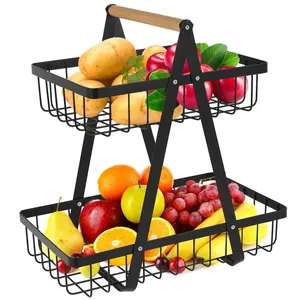 2-х уровневые Столешница Корзина для фруктов из железной овощных Rack Съемная закуски держатель для хранения фруктов подставка металлическая тарелка с фруктами корзинки для хлеба