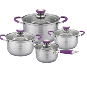Juego de Utensilios de Cocina de Acero Inoxidable Clásico de Alta Calidad de 4 Piezas con Tapa de Silicona <span class=keywords><strong>para</strong></span> <span class=keywords><strong>Cocinar</strong></span> en Hierro y Vidrio - Product Image 1