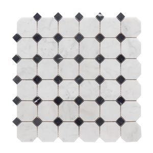 Mosaico <span class=keywords><strong>de</strong></span> Mármol Negro para Decoración <span class=keywords><strong>de</strong></span> Paredes, <span class=keywords><strong>Parquet</strong></span> <span class=keywords><strong>de</strong></span> Piedra Natural 305x305mm 7MM Mate Pulido, Diseño Moderno Rústico - Product Image 3