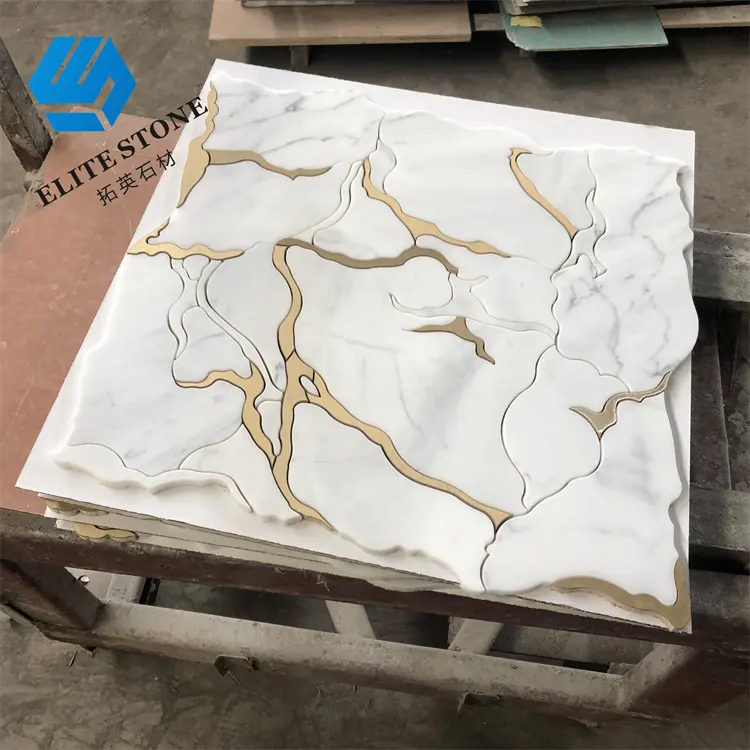 neue blumenform marmor-mosaik sonnenblumen-design marmor-mosaik-küchenwandfliese