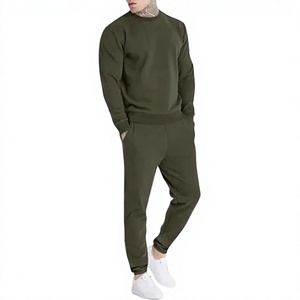 Conjunto Deportivo Informal para Hombre, Sudadera con Capucha y Pantalones Jogger, Color Verde Oliva, 100% Algodón, Transpirable - Product Image 2