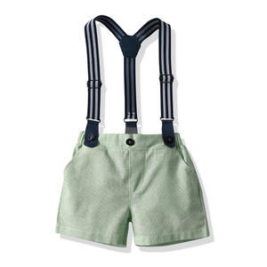 Usine directe coréen garçon costume 2021 enfants chemise à manches courtes arc <span class=keywords><strong>salopette</strong></span> courte deux pièces costume garçons smocké tenue fête - Product Image 5