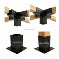 Kit de Soportes para Gazebo para Madera de 4x4/6x6 - Acero al Carbono con Recubrimiento de Polvo Negro Mate, 15 °   Conjunto de Conectores para Postes de Pérgola con Techo Inclinado