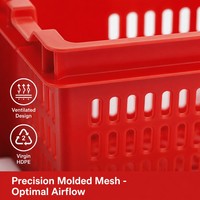 Caisses et conteneurs en plastique empilables et emboîtables en maille ventilée pour la logistique de transformation alimentaire, stockage écologique