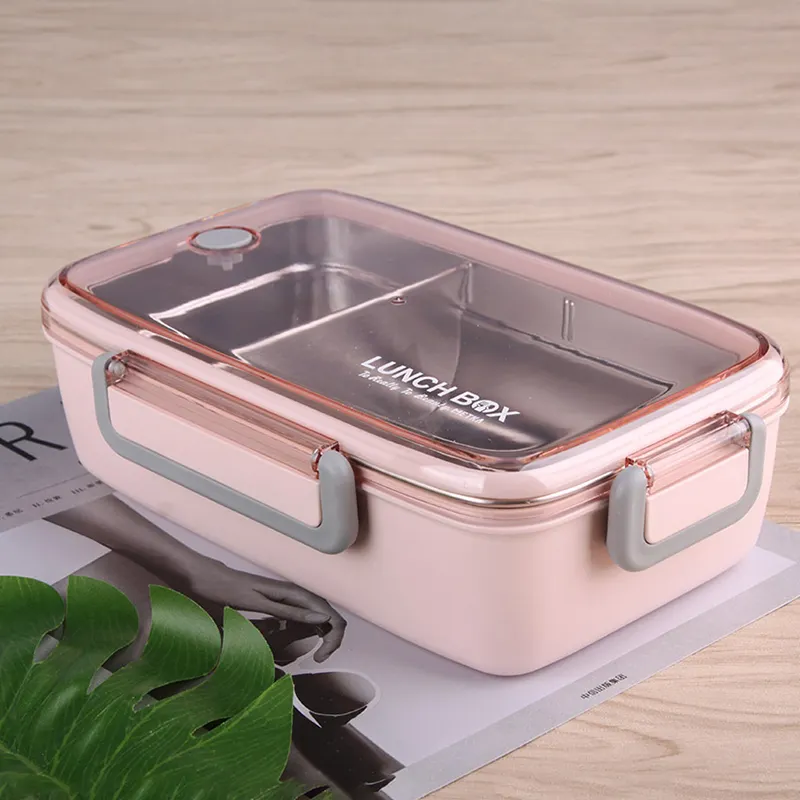 Hot sales stainless steel food container 2 compartments bento box for kids high quality metal lunch box