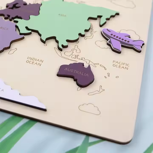 Rompecabezas de Mapa del Mundo de Madera para Niños, Juguete Educativo de Geografí<span class=keywords><strong>a</strong></span> - Product Image 5