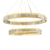 Lampe suspendue LED moderne pour salon, lampe suspendue en cristal, anneau circulaire, lustre suspendu, hall d'hôtel, villa, escalier, usage domestique