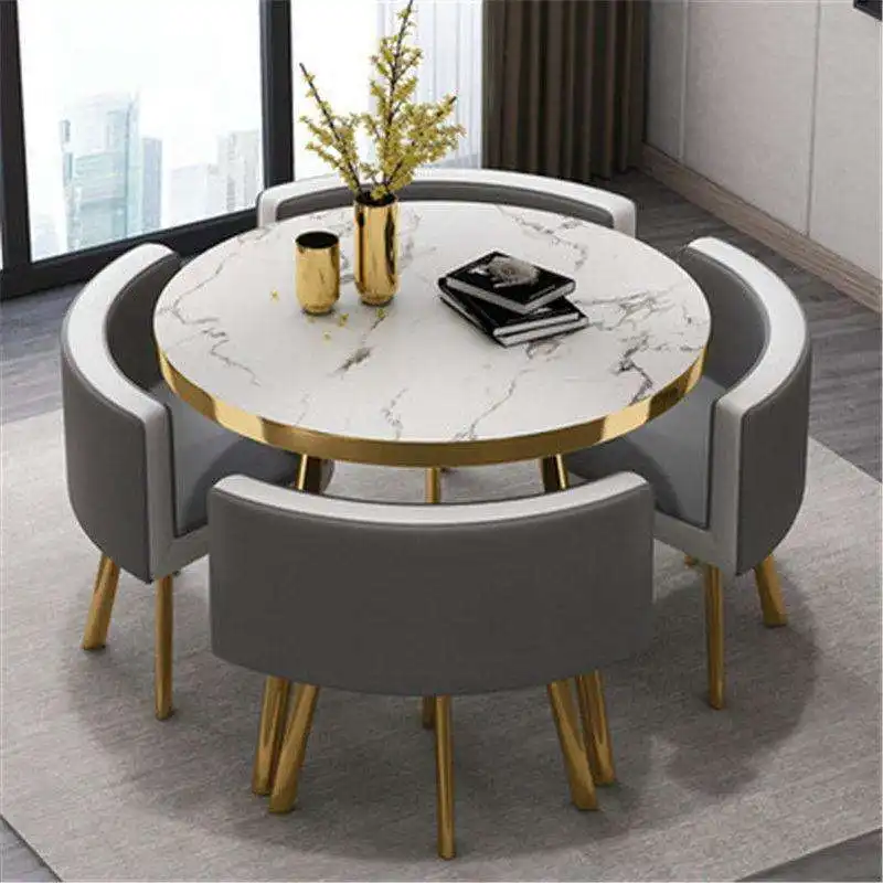 CZ-13 современная мебель для дома, Круглый мрамор, золото, 4 места, мебель для столовой, обеденный стол, набор