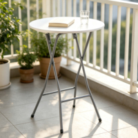 Table à manger ronde moderne design élégant et durable en plastique pliable pour la maison et le bureau pour mobilier d'extérieur