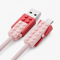 Cable de Datos USB Creativo 4 en 1 con Bloques de Construcción, USB 2.0 a Doble Tipo-C, Cable de Carga Rápida para Teléfonos Móviles y Automóviles, Compatible con OEM/ODM