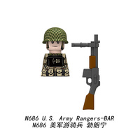 Figurines Militaires de la Seconde Guerre Mondiale, Série Rangers de l'Armée Américaine, 6 Styles, Ensemble de Fusils M1, BAR, Thompson, Bazooka, Jouets DIY, Vente en Gros N683-N688