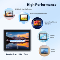 PC industriel à écran tactile résistif tout aluminium 12,1 pouces 4:3 avec processeur Intel de 7e génération I5, 2 ports COM RS232/485 LVDS pour véhicules de construction