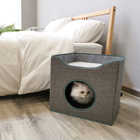 Cubide pour chat, nouveau Design moderne de luxe, lit en Cube de chat, coussin doux, boîte de rangement détachable, en carton pliable, maison d'extérieur