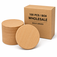 Sous-verres ronds en bois de hêtre personnalisés en usine, 100 pièces, 8,8 cm et 10 cm, vierges pour gravure laser, pour organisateurs d'événements, cafés et fabricants de souvenirs