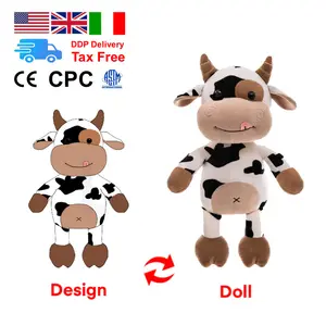 Penjualan langsung pabrik mainan mewah Logo kustom boneka anak sapi lucu