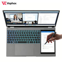 OEM 15.6" Dual Screen Laptop Touch Sub Screen Stylus Input Wireless Notebook for Remote School Teacher Zoom Online Meeting