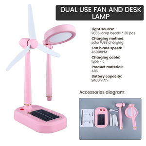 Lampu Meja Belajar Modern <span class=keywords><strong>2</strong></span>-in-1 Tenaga Surya & Pengisian Daya USB DC, Lampu LED Isi Ulang dengan Kap Lampu ABS, Dudukan Bohlam B22 - Product Image 2
