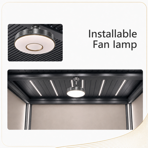 Moderne Motorisierte Pergola mit Verstellbarem Lamellendach, Schiebeglas-Türen und LED-Beleuchtung für Wintergarten-Essbereiche - Product Image 3