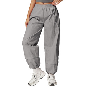 Pantalones Cargo Disko Sport para mujer, cintura alta, nailon, resistentes al viento, transpirables, holgados, para correr, ropa deportiva informal 8802 - Product Image 2