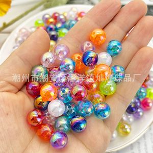 Chaozhou Acrylic Round <b>Beads</b> Mixed Color Ab Iridescent Straight Hole For Bracelet Making 8mm - Product Image 4