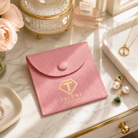 Pochette à bijoux carrée portable en microfibre 8x8cm, style enveloppe, personnalisable – Nouveauté très demandée