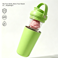 Vaso Aislado al Vacío de Doble Pared de 16 oz Personalizado con Recipiente Transparente para Snacks, Juego de Bebidas Portátil 2 en 1 al por Mayor para Promoción