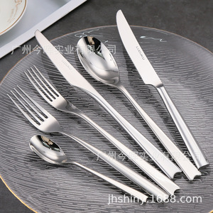 Shiny-Jh Stainless Steel Knife Fork Spoon Set 304 Mirror Polished Western <b>Dinnerware</b> 4-Piece Set - Product Image 1