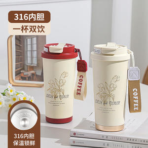 批发定制316不锈钢便携式保温杯水豚咖啡杯学生和汽车吸管杯 - Product Image 6