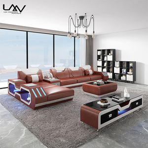 أريكة متعددة الوظائف بتصميم فاخر وحديث ، أثاث أسود لغرفة المعيشة على شكل حرف U - Product Image 5