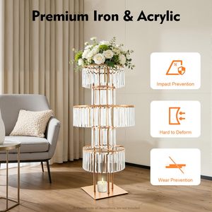Buen Precio, Colgantes de Cristal Genuino Brillante, Centros de Mesa de 5 Niveles para Bodas, Soporte para Flores Resistente - Product Image 6