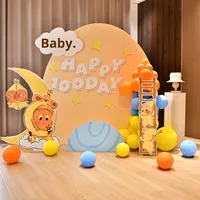 Dekorasi Ulang Tahun Kartun Tema Starman, Dekorasi Seratus Hari Pertama Bayi, Pemandangan Bulan Purnama, Papan KT Cetak Digital