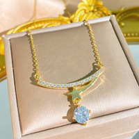 Kalung Lapis Emas 18K Baja Tahan Karat Model Terbaru 2026, Liontin Lingkaran Berhias Zirkon Besar, Perhiasan Mewah untuk Wanita
