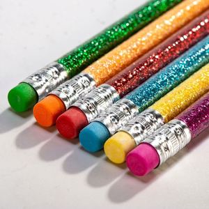 Crayon en bois écologique HB avec gomme, poudre de paillettes, graphite, fournitures scolaires pour enfants, crayons fantaisie standard - Product Image 3