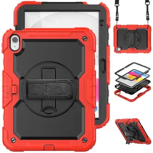 Heavy duty shockproof wristband carry case for iPad 10th gen 10.9 screen protector case with strap