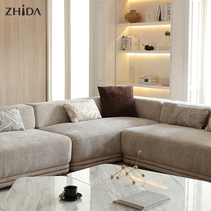 Sofá Modular Moderno en Forma de L con Base Dorada, Cojines Suaves, Mueble de Sala de Estar con Gran Espacio - Product Image 3