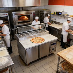 Estación de Trabajo Refrigerada para Pizza Comercial de 1.5m AC, Refrigerador con Enfriamiento por Aire - Product Image 3