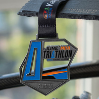 Médailles de triathlon irrégulières ajourées en argent antique, en alliage de zinc émaillé, pour le cyclisme, la natation, la course à pied et le marathon