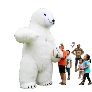 3 meter cute plush furry inflatable polar bear mascot costume for event
