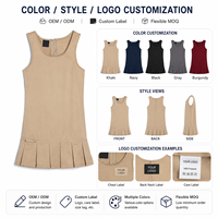 Uniforme Escolar Personalizado con Logotipo, Vestido Escolar Color Caqui sin Mangas con Pliegues para Niñas, Jumper Infantil, Uniformes Escolares, Ropa de Trabajo