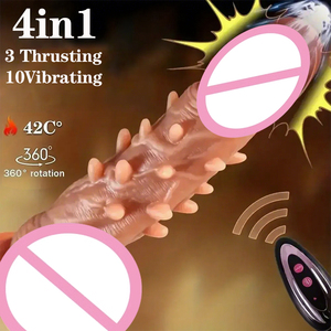 Dildo Vibrante con 3 Modalità di Spinta, 10 Modalità di Vibrazione, Rotazione, Riscaldamento e Ventosa - Dildo Cavalcabile per Gioco Vaginale e Anale - Giocattoli Sessuali per Adulti - Product Image 6