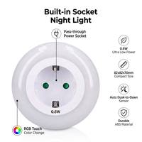 Luz Nocturna Inteligente Inalámbrica Portátil con Sensor Automático del Anochecer al Amanecer, Control Táctil, Cambio de Color RGB, con Enchufe