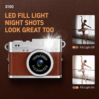 Kamera Mini Flip Screen Retro CCD HD Selfie untuk Pelajar 180 °   Kamera Anak Portabel untuk Perjalanan dengan Layar Lipat, Lampu Isi Terintegrasi, dan Kartu 32GB